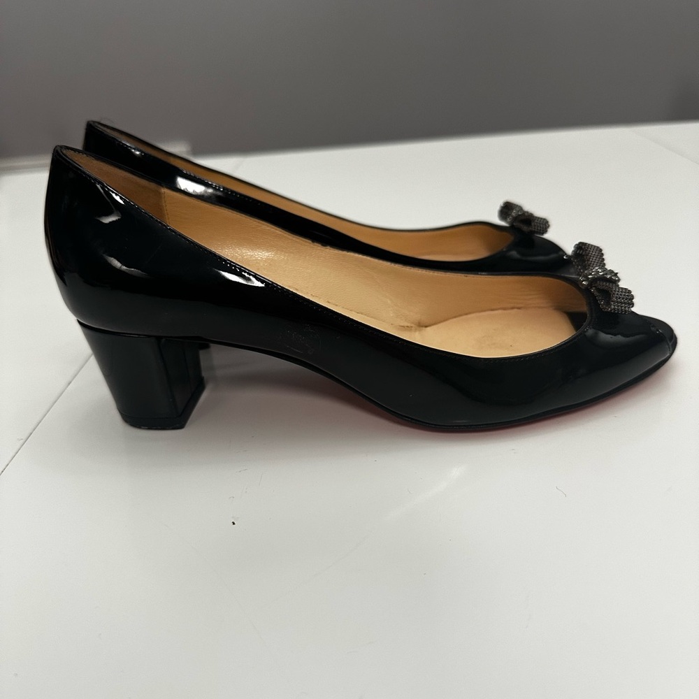 Christian Louboutin Black Patent Leather Heels with Bow